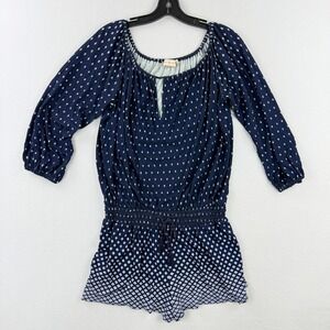 TORY BURCH Mosaic Off Shoulder Romper Size S Womens Blue/Gray